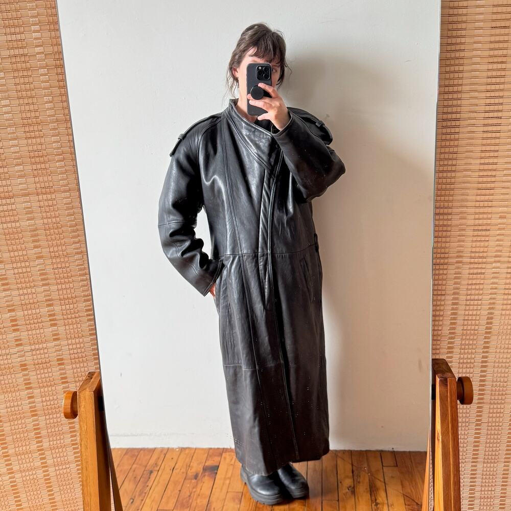 Vintage 80's Long Leather Jacket